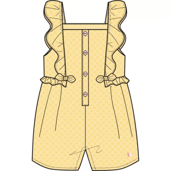Combinaison short brodée Fille Jaune