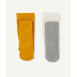 Lot de 2 paires de collants bébé fille jaune et gris –  – Soldes