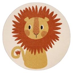 Tapis Enfant Rond Petit Lion Tiaggo Multicolore