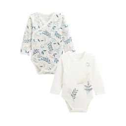 Lot De 2 Bodies Bébé Manches Longues Ouverture Croisée Iskia Blanc