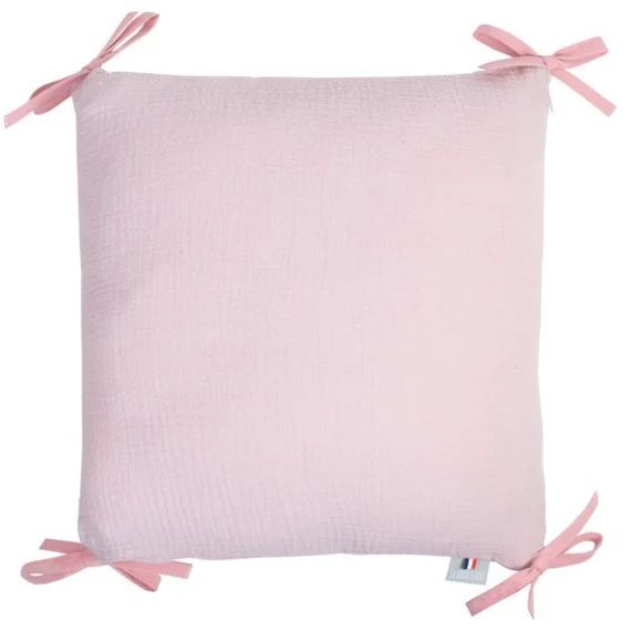 Sevira Kids – Taies de coussin pour tour de lit modulable en gaze de coton Jeanne – Rose – blanc