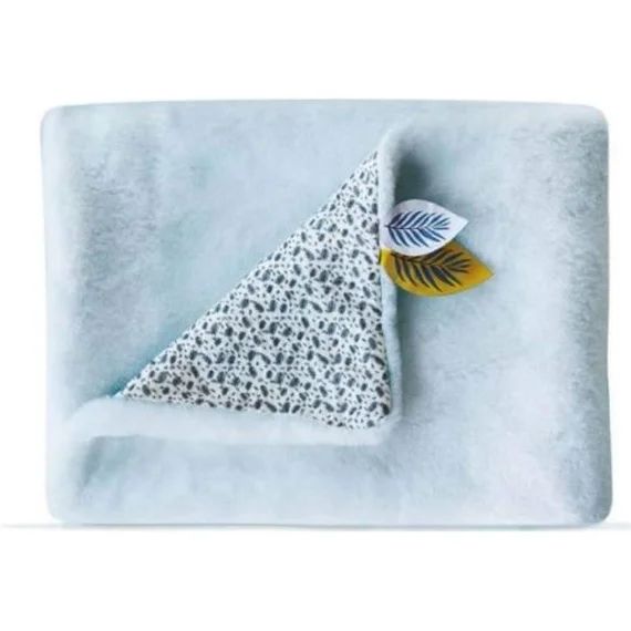 Plaid – DOUDOU ET COMPAGNIE – YOCA LE KOALA – Bleu ciel – Matière douce et moelleuse – Motifs végétaux bleu