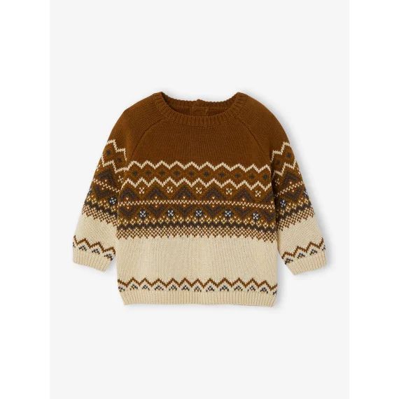 Pull jacquard bébé écru