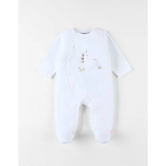 Pyjama 1 Pièce Licorne En Velours Blanc