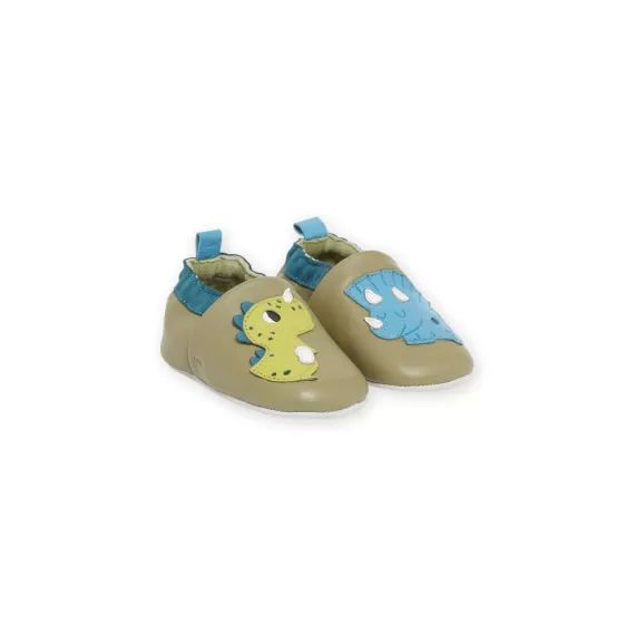 Chaussons Kaki À Motifs Dinosaures Bébé Garcon