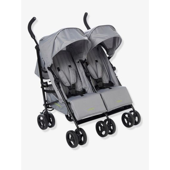 Poussette-canne double vertbaudet CityA2 gris clair
