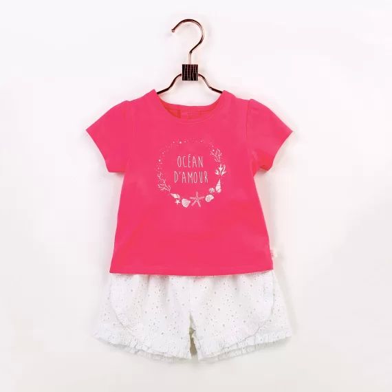 Short en broderie anglaise Fille Blanc