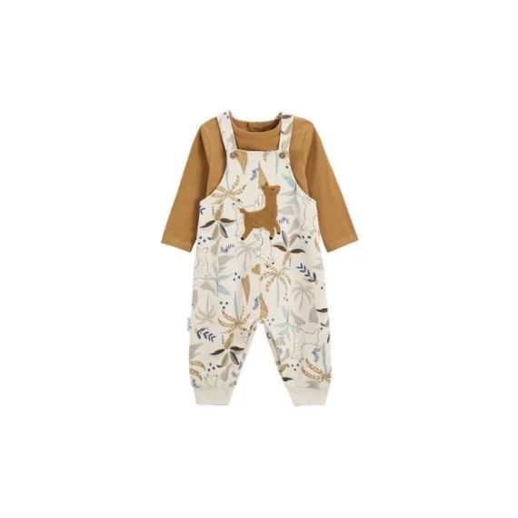 Ensemble Salopette Bébé En Molleton Et T-shirt Lamascotte Blanc