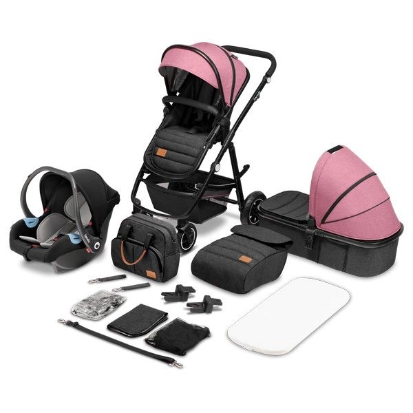 Poussette Lionelo Amber + Nacelle + Coque Auto Astrid – Pink Rose