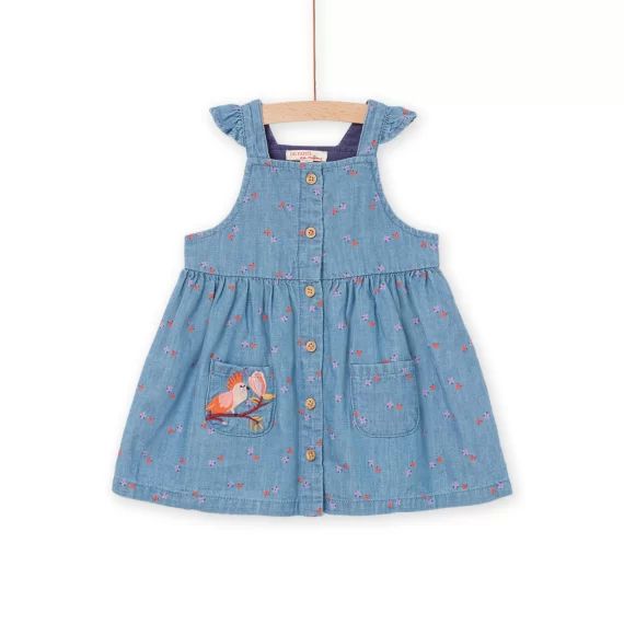 Robe En Denim À Imprimé Fleuri