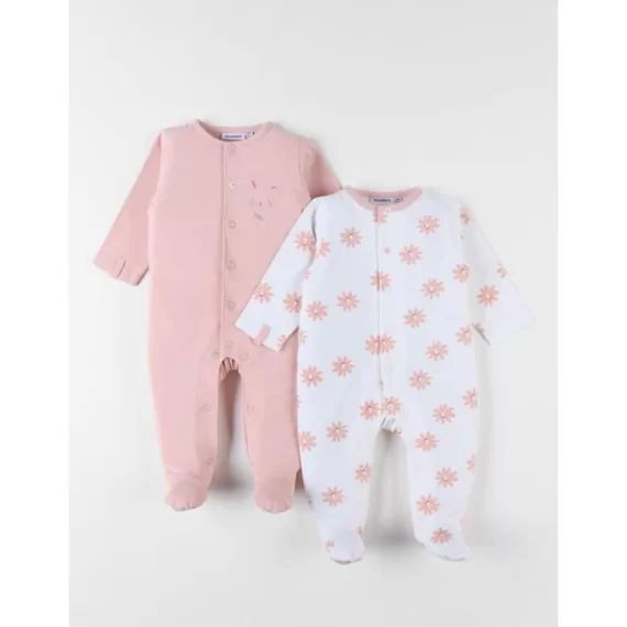 Ensemble De 2 Pyjamas 1 Pièce Écru/blush Rose