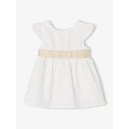 Robe cérémonie bébé ceinture nouée au dos blanc