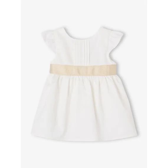 Robe cérémonie bébé ceinture nouée au dos blanc