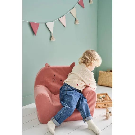 Fauteuil en mousse personnalisable Chat vieux rose