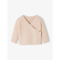 Cardigan brassière bébé en laine et coton rose
