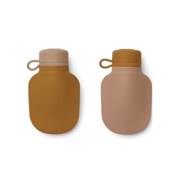 Lot de 2 gourdes réutilisables Silvia Mustard dark rose mix (170 ml)
