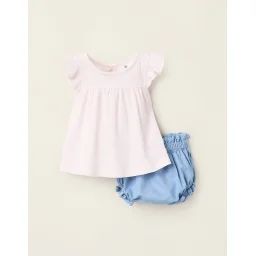 T-shirt Rayé + Bloomer En Jean Bleu Clair