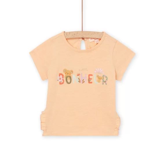 T-shirt À Manches Courtes À Animation Avec Lettrage – Orange
