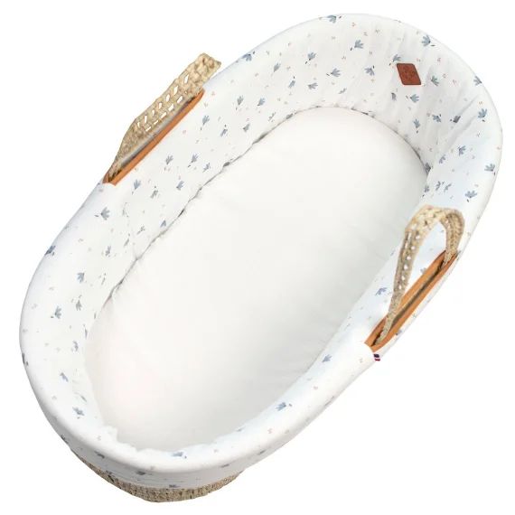 Habillage De Couffin En Gaze De Coton Bleuet Imprimé Floral