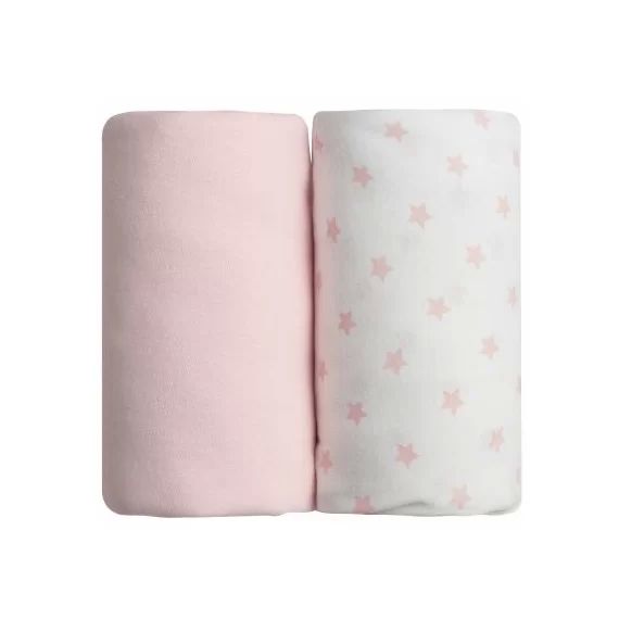 Lot de 2 draps housses étoile rose (60 x 120 cm)
