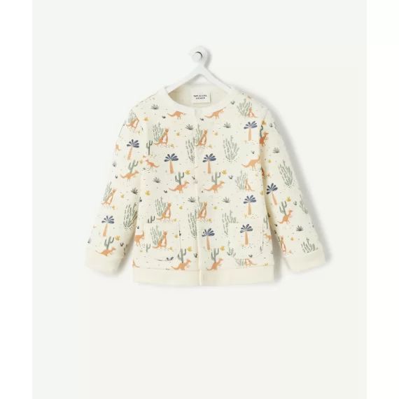 Gilet pressionné écru bébé en coton bio avec imprimé kangourou –  – Soldes