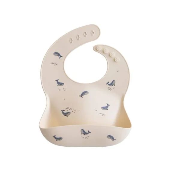 Bavoir Silicone Motifs Baleine – Repas Bébé Et Enfant – Mushie Beige