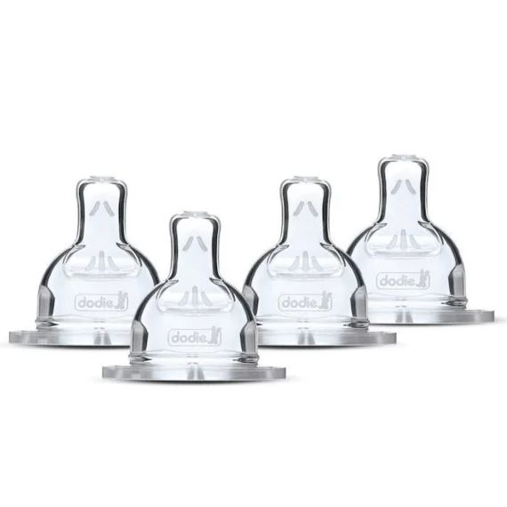 Lot de 4 tétines plates DODIE Sensation – Débit 4 gris