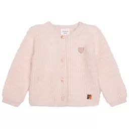 Cardigan duveteux brodé Fille Rose