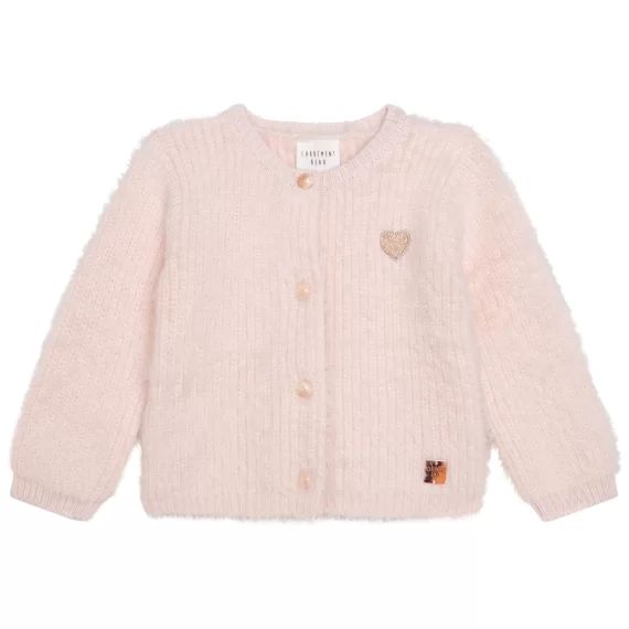 Cardigan duveteux brodé Fille Rose