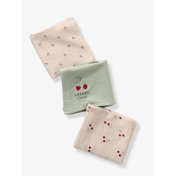 Lot de 3 langes CHERRY beige imprimé