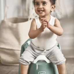 Pot bébé fauteuil vert profond et blanc