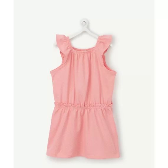 La robe rose en coton à bretelles –  – Soldes