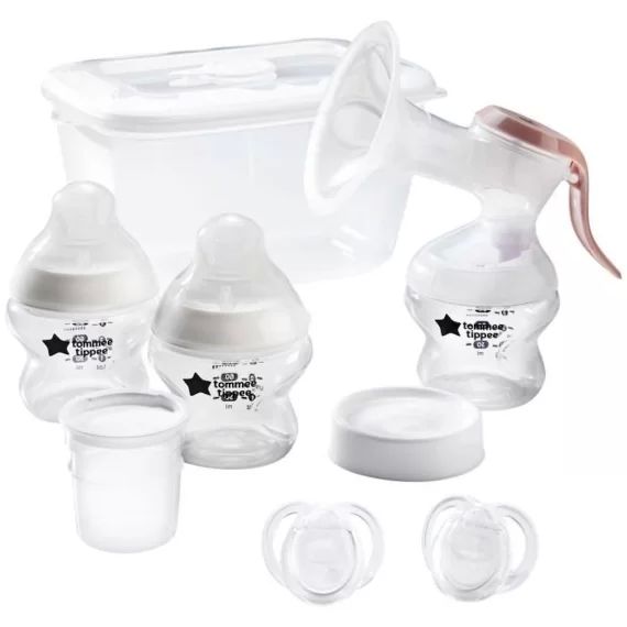 TOMMEE TIPPEE, Kit de démarrage allaitement, tire-lait manuel et biberons inclus blanc