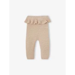 Pantalon à volant en tricot bébé beige chiné