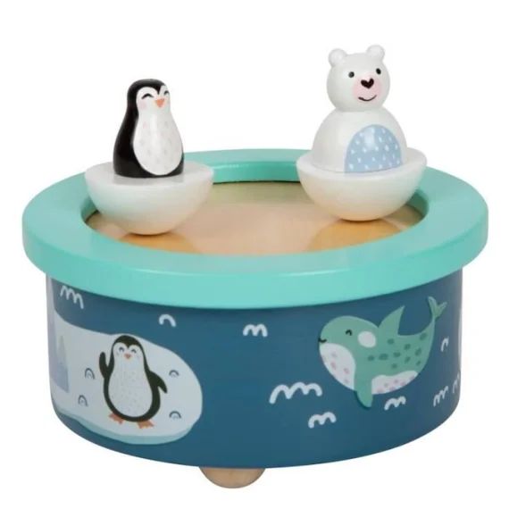 Boîte À Musique Arctique En Bois – Small Foot Company – Ours Polaire Et Pingouin – Pour Enfant Dès 12 Mois Blanc