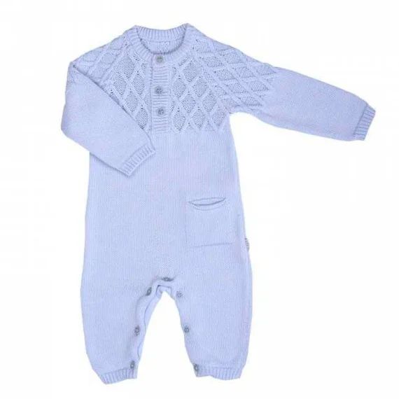Combinaison Bébé En Tricot De Coton Bio Loan Bleu