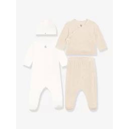 Ensembe 4 pièces en coton bébé PETIT BATEAU gris chiné