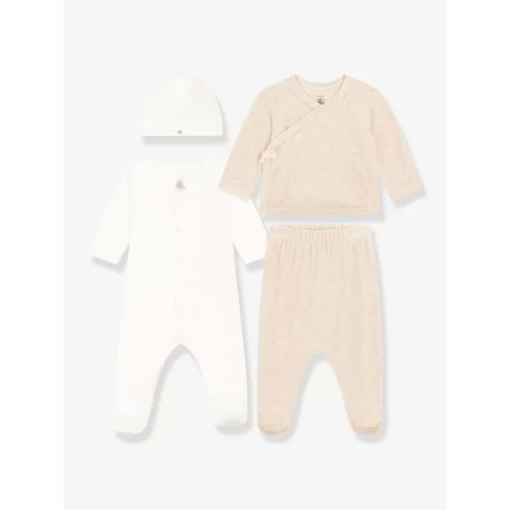 Ensembe 4 pièces en coton bébé PETIT BATEAU gris chiné