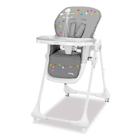 Chaise haute avec roues Vane – ASALVO – Réglable – Enfant – Blanc blanc