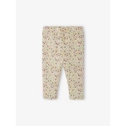 Legging imprimé bébé en maille côtelée beige