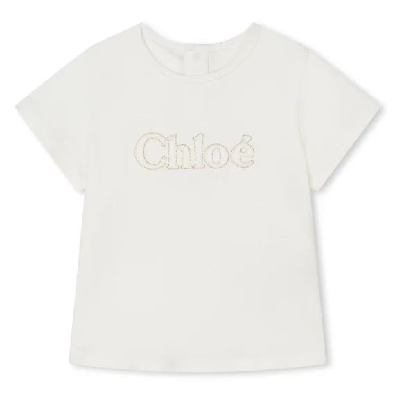 T-shirt manches courtes brodé Fille Blanc