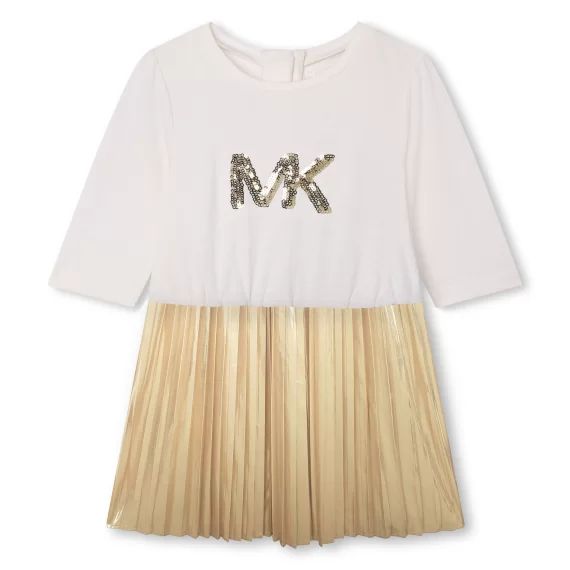 Robe de cérémonie bi-matière Fille Beige