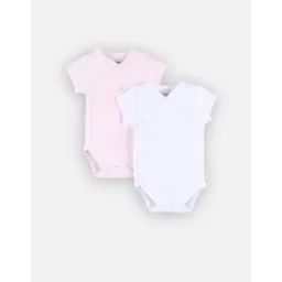 Set de 2 bodys croisés à manches courtes rose