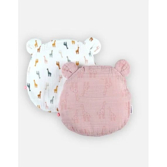 Set 1 coussin ergonomique + 2 housses en coton BIO rose