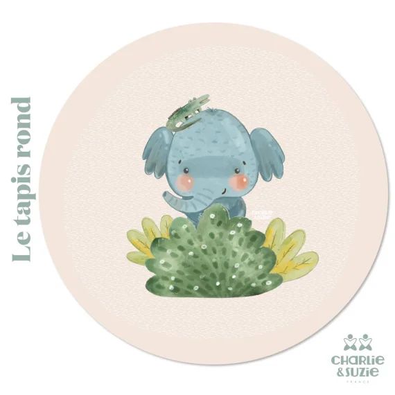 Tapis Rond Éléphanteau Multicolore