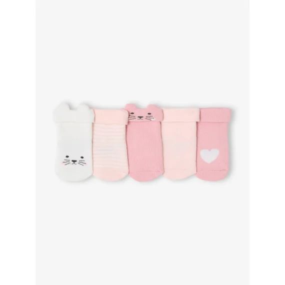 Lot de 5 paires de chaussettes chat bébé assorties