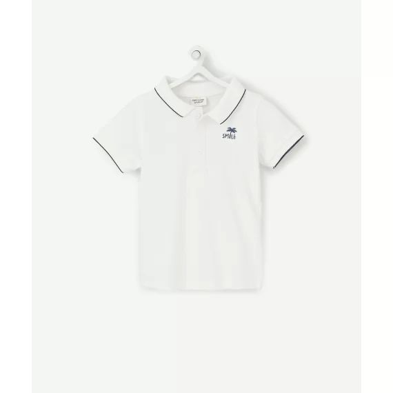 Le polo blanc en coton piqué avec animation sur le coeur –  – Soldes