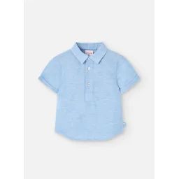 Chemise En Lin Manche Courte Bleu