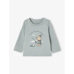 T-shirt motif ours bébé pressionné épaule vert d&rsquo;eau