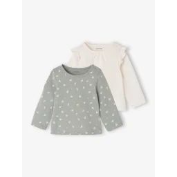Lot de 2 T-shirts bébé Basics manches longues vert sauge